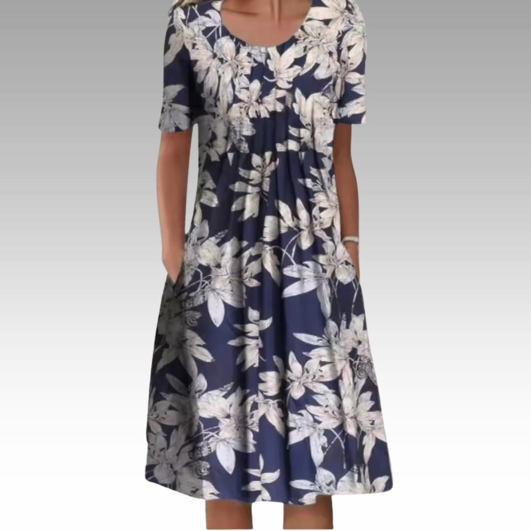 Ziva™ – Elegant Klänning med Blommönster och Magtäckning