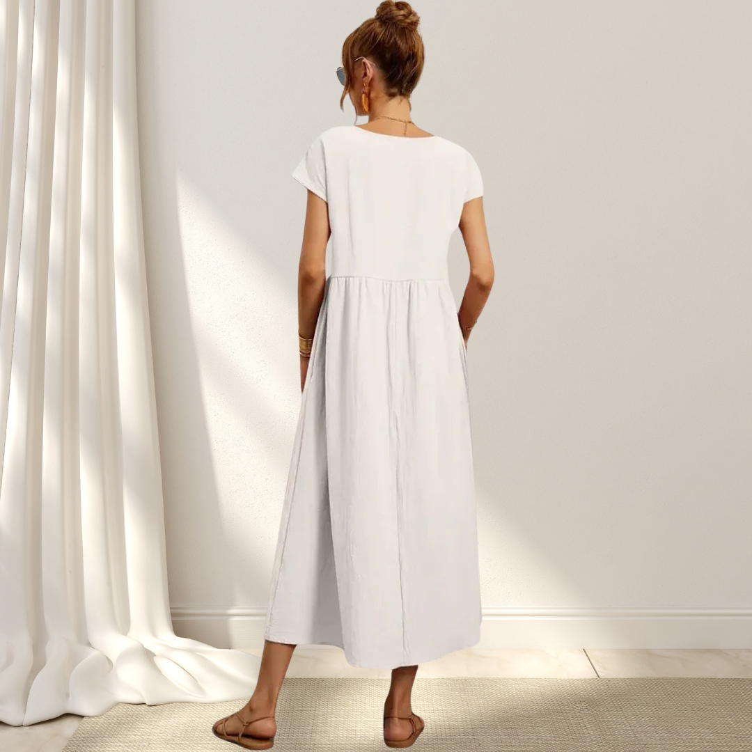 Clio™ – Elegant Sommarklänning – Lätt, Smickrande & Täcker Magen